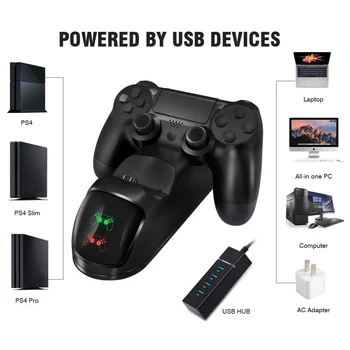 PS4 Krmilnik Joypad Palčko Ročico USB Polnilnik z Dvojno USB Hitro Polnjenje Dock Postajo za Playstation 4 PS4 Slim / PS4 Pro