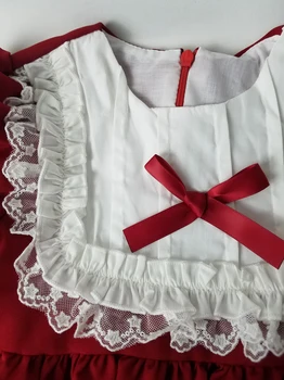 Baby Dekleta Rdeče Obleke Za Božič Leta 2020 Jeseni Otroci Dekleta Long Sleeve Vintage Lolita Princess Oblačenja Vestidos Stranko Novo Leto