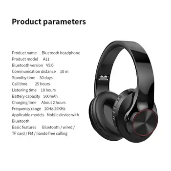 A11 Bluetooth 5.0 Brezžične Slušalke Nad uho 9D Surround HiFi Hrupa Preklic Gaming Slušalke Z Mikrofonom SupportsTF Kartico