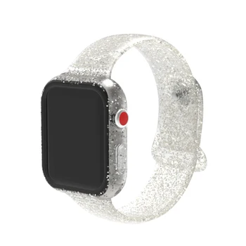 Trak+primeru Silikonski Watchband za Iwatch Band 38 mm 42mm 44 mm 40 mm Zapestnica za Apple Watch 6 5 4 3 2 Se Prozorni Trak Pasu