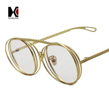 SHAUNA Edinstveno Kovinski Očala Okvir Okrogla sončna Očala Ženske Gradient Odtenki