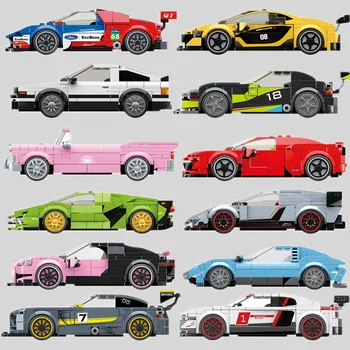 Ustvarjalne Ideje Tehnika Športne Avtomobile gradniki Super Racing Avto Moc Opeke Izobraževalne Igrače Za Otroke DIY Model Komplet Darila