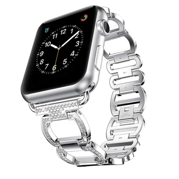 Luksuzni Diamantno Zapestnico Za Apple Watch Band 44 mm 40 mm iwatch 38 mm 42mm Serije MP 6 5 4 3 2 1 Kovine Nerjaveče Jeklo Manžeta