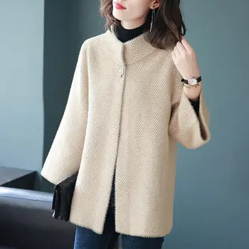 Dolgi rokavi jakno jeseni in pozimi ženski pulover mink krzno jopico 2020 novi vrhovi korejski svoboden priložnostne ženska vrhnja oblačila