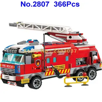 366pcs mesto požara, reševanje vozil tovornjak, ki razsvetli 3 gradniki Igrača