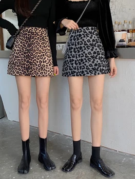 WERUERUYU Seksi Raztrgala Leopard Tiskanja Krila, Ženska Mini Denim Ulične Svinčnik Visoko Pasu Faldas Mujer Moda 2019