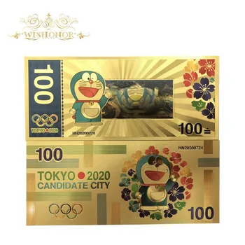10pcs/veliko 2020 Tokyo Olimpijske Igre Japonska Zlato Bankovec za 100 Jenov Bankovcev v 24k pozlačeni Zlato Denar Za Zbiranje
