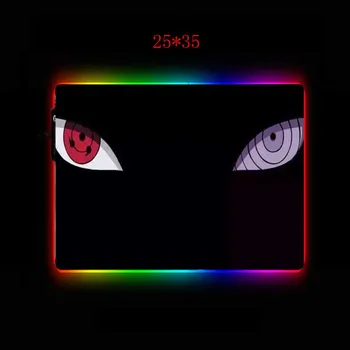XGZ Animacija Mouse Pad Naruto Oči Vzorec RGB Igralec Pribor LED Osvetlitev ozadja Namizje Računalnika Tipkovnice Pad Velike Mousepad
