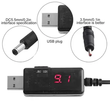 USB DC Boost Converter Kabel 5V, da 9V 12V Nastavljiv Volt Prikaz Napetosti Pretvorni Kabel z DC Regulator Preklopi Led Q8T1