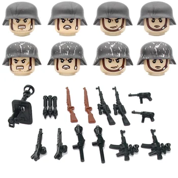WW2 Vojak Vojske Številke Pribor gradniki Vojaške Nemčiji Prikrivanje M35 Čelada Pištole Mini Opeke Igrače Za Otroke