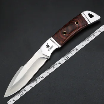 Kampiranje na prostem lovski nož visoko trdoto fiksno rezilo, nož naravnost self-defense nož multifunkcijski nož