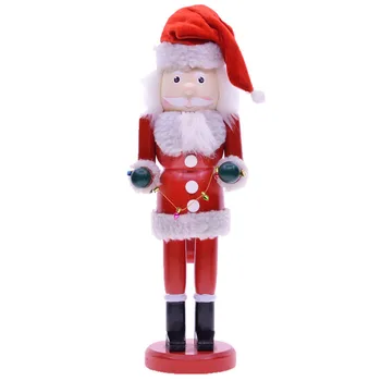 MYBLUE 35 cm Lesene Santa Claus Kip Nutcracker Kiparstvo Figur Božič Doll Okraski Doma Soba Dekoracijo Dodatki