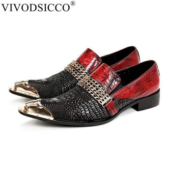 VIVODSICCO Moda italijanski Moški Obleko Čevlje Retro Pravega Usnja Krokodil Zrn Moški Čevlji Stranko Poroko Slip za Moške Ravno Loafer