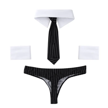Moški Moški Policijski Detektiv Perilo, Obleko Trak Bikini G-string Hlačke, spodnje Perilo z Kravatni Ovratnik in Zapestnice Seksi Kostumi