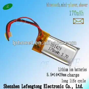 Majhna kapaciteta akumulatorske 3,7 v 170mah li ionska baterija 551429 za bluetooth