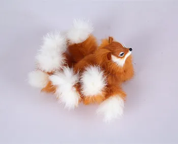 Srčkan simulacije devet repov fox igrača smolo&krzno, rumena fox lutka darilo o 18x7.5 cm 1069