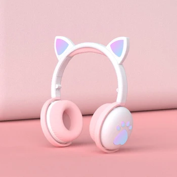 Luštna mačka Ušesa Šapa Slušalke Žareče Otroci Brezžična tehnologija Bluetooth 5.0 Slušalke hčere Dekleta Darilo Slušalke z Mikrofonom Otroke Darila