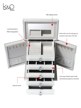 Evropski Stil Večnamensko High-end Luksuzni Nakit Uhani Škatla za Shranjevanje Multi-layer visoke zmogljivosti Nakit Polje Nakit