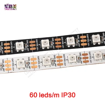 1M 5M DC 5V IP30/IP65/IP67 Neodvisno naslovljive Črno/Beli PCB 30/60/144leds/m pixel WS2811IC Smart led, pixel trakovi