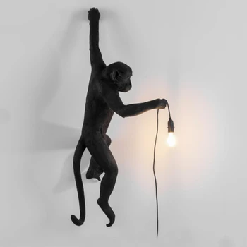 Seletti smola črna opica lučka Jedilnico, Bar, Kuhinja restavracija živali lučka Črno Belo Zlato Barva karoserije Replika Obesek lučka