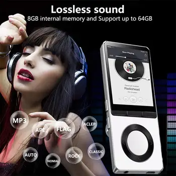 MP3 Predvajalnik vgrajeni Zvočniki HI-fi Lossless Mini Glasbeni Predvajalnik z FM Radio, Slušalke, Šport Prenosne Kovinske MP3 Predvajalnik Walkman