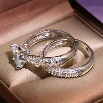 Visoka kakovost Nekaj Obletnico obroč 5A bela Cirkon prstan Posla poročni prstan obroči za ženske Poročne Nakit darilo