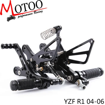 Celotno CNC aluminija Motocikel noge footpeg pedal Rearset Zadaj določa Zadnji Set Za YAMAHA YZF-R1 R1 2004-2006