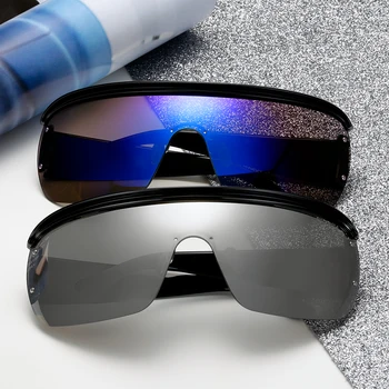 Moda Ravno Top sončna Očala Ženske Moški 2020 Retro Prevelik sončna Očala Enem Kosu Objektiv Očala Moški Ogledalo Odtenki Oculos UV400