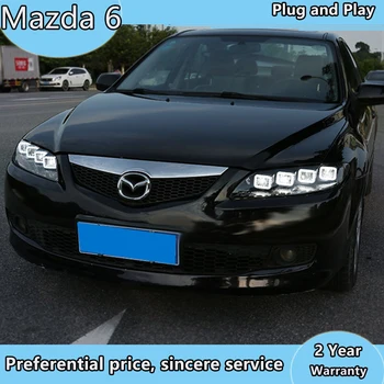 Avto Styling Glavo Svetilka za Mazda 6 Žarometi 2004-2012 Mazda6 Vse LED Smerniki LED DRL Dinamičnih Signalov Angel Eye Dodatki