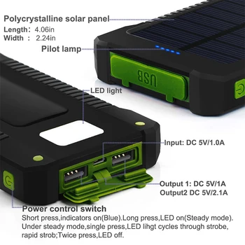30000mAh Sončne Energije Banke solarnimi Powerbank Nepremočljiva USB Polnjenje Baterije LED Zunanji Polnilec Za iPhone telefon Samsung