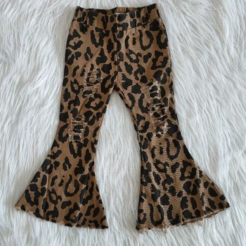 Debelo Dojencek Dekliška Oblačila Denim Zvonovi Dnu Hlače Otroci Boutique Modi Luknje Otrok Malčka Leopard Kavbojke