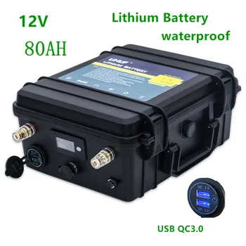 12v litij-80ah baterijo 12v 80ah litijeva baterija 12v baterija z 10A polnilec za čoln propeler,fish finder, LED luči
