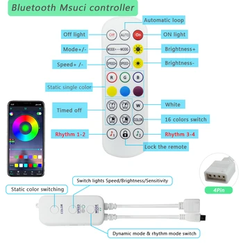 Luči LED Trakovi Bluetooth Sinhronizacija Glasbe Krmilnik 5M 10 M RGB 5050/2835 IP65 LED Trak Diod DC12V Za Spalnica Dekoracijo Doma Svetlobe