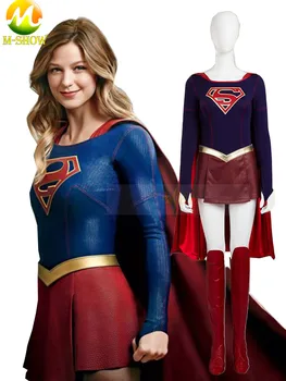 Supergirl Cosplay Kostum Ženske Odraslih Jumpsuit Superheroj Karneval Halloween Usnjeno Krilo Po Meri Izdelana Obleka