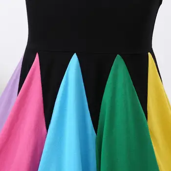 Rainbow Barva Blok Dekleta Obleko Nova Moda Pomlad Poletje brez Rokavov Dekle Stranke Obleke za Otroke Princesa Dekleta Rojstni dan Obleko