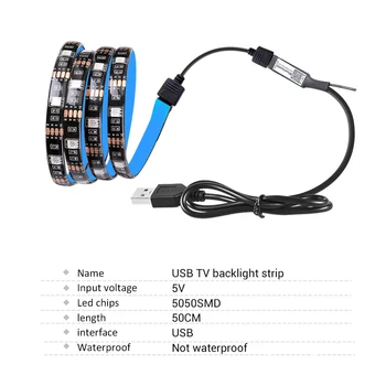 FOXNON USB Napajanje 5V LED Trakovi Luči svetilke 5050 RGB TV Osvetlitev Povezave Bluetooth Upogljiv Svetlobni Trak, Neon, Luči Trakovi Dekor