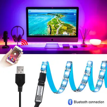 FOXNON USB Napajanje 5V LED Trakovi Luči svetilke 5050 RGB TV Osvetlitev Povezave Bluetooth Upogljiv Svetlobni Trak, Neon, Luči Trakovi Dekor