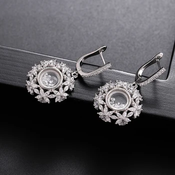 SINZRY VROČE modi bleščečih ustvarjalne nakit set kubičnih cirkonij krog cvet Uhan ogrlica nakit kompleti za Ženske, Darilo