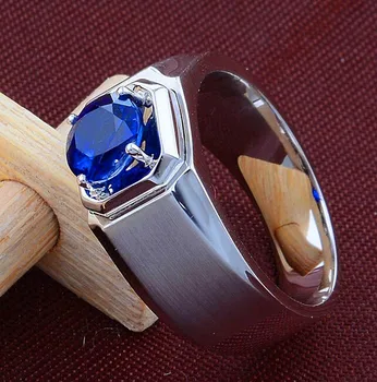 Luksuzni Moški Ženski Modri Kamen Obroč Lepe Srebrne Barve Poroka Prst Obroči Za Ženske, Ki Obljubljajo Ljubezen Nekaj Zaročni Prstan