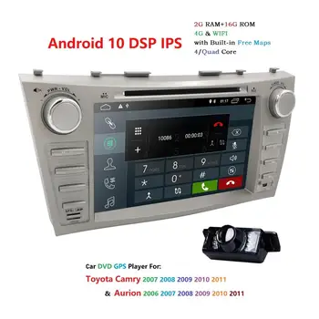 Android 10 Avto DVD GPS za TOYOTA CAMRY 2007-2011 AURION 2006-2011auto Radio Quad Core 2din Multimedijski Predvajalnik z Vzvratno Kamero