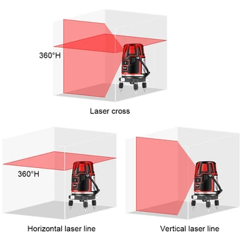 HILDA Laser Ravni 5 Laserske Linije 6 Točk 360 Stopinj Rotacijski 635nm Prostem Načinu Sprejemnik In Nagib Poševnica na Voljo Auto Line