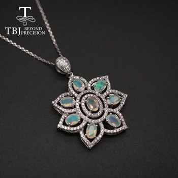 TBJ , Naravni Opal ovalni obesek 4*6 mm 3.5 ct Cvet obliko resnično lep gemstone nakit 925 sterling silver za ženske osebe