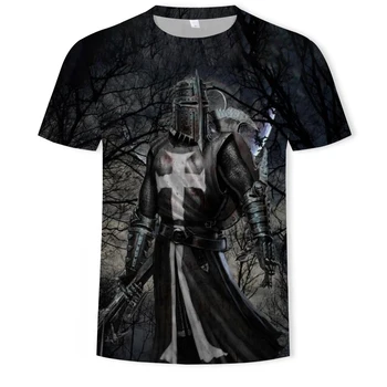 Nove vojne vzorec 3D tiskanje modni T-shirt za moške hip-hop street Templjarjev oblačila vzorec svoboden moški krog vratu T-shirt