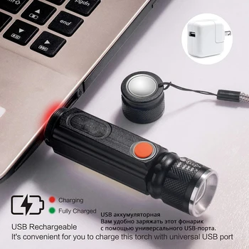 USB Polnilne LED Svetilka za Kampiranje Lahka Strani light design + Rep magnet design Multi-funkcijo Zoomable Svetilka Za kampiranje