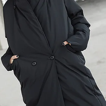 CHICEVER Črni Bombaž Plašč Ženski Dolgimi Rokavi Ženske Suknji Windbreaker Nazaj Split Športna Oblačila Velikosti 2020 Zimskem času Plime