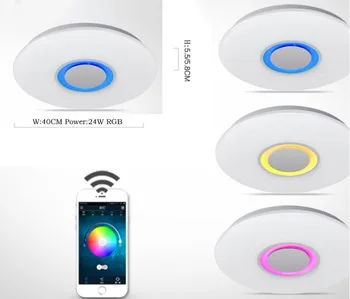 RGB Bluetooth, LED Glasba Stropne Luči APP Remote Control Akril Zatemnitev LED Lučka 110V 220V 24W Lamparas De Techo LED tekme