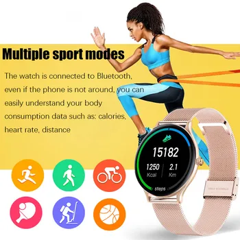 LIGE Pametno Gledati Ženske Nepremočljiva Fitnes Tracker 9.0 mm ultra-tanek telesu, Srčni utrip, Krvni Tlak SmartWatch Moških Za IOS Android