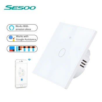 SESOO WIFI Smart Touch Stikalo APP Brezžični Daljinski Svetlobe Stensko Stikalo Kristalno Steklo Plošča Deluje Z Alexa / googlova Domača stran
