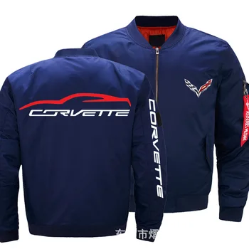 NOVO Mens Corvette suknjič Wintter Toplo Slim Fit Letenje Pilot jakna Avto Logo Print Majica Hip Hop Moška Oblačila
