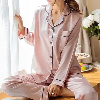 Ženske Dekle Saten Svila Pižamo Pyjama Nastavite Sleepwear More Loungewear Homewear Barva Udobno Mehko Visoko Kakovost Vroče